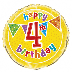 Polka Bunting Happy 4th Birthday Balloon